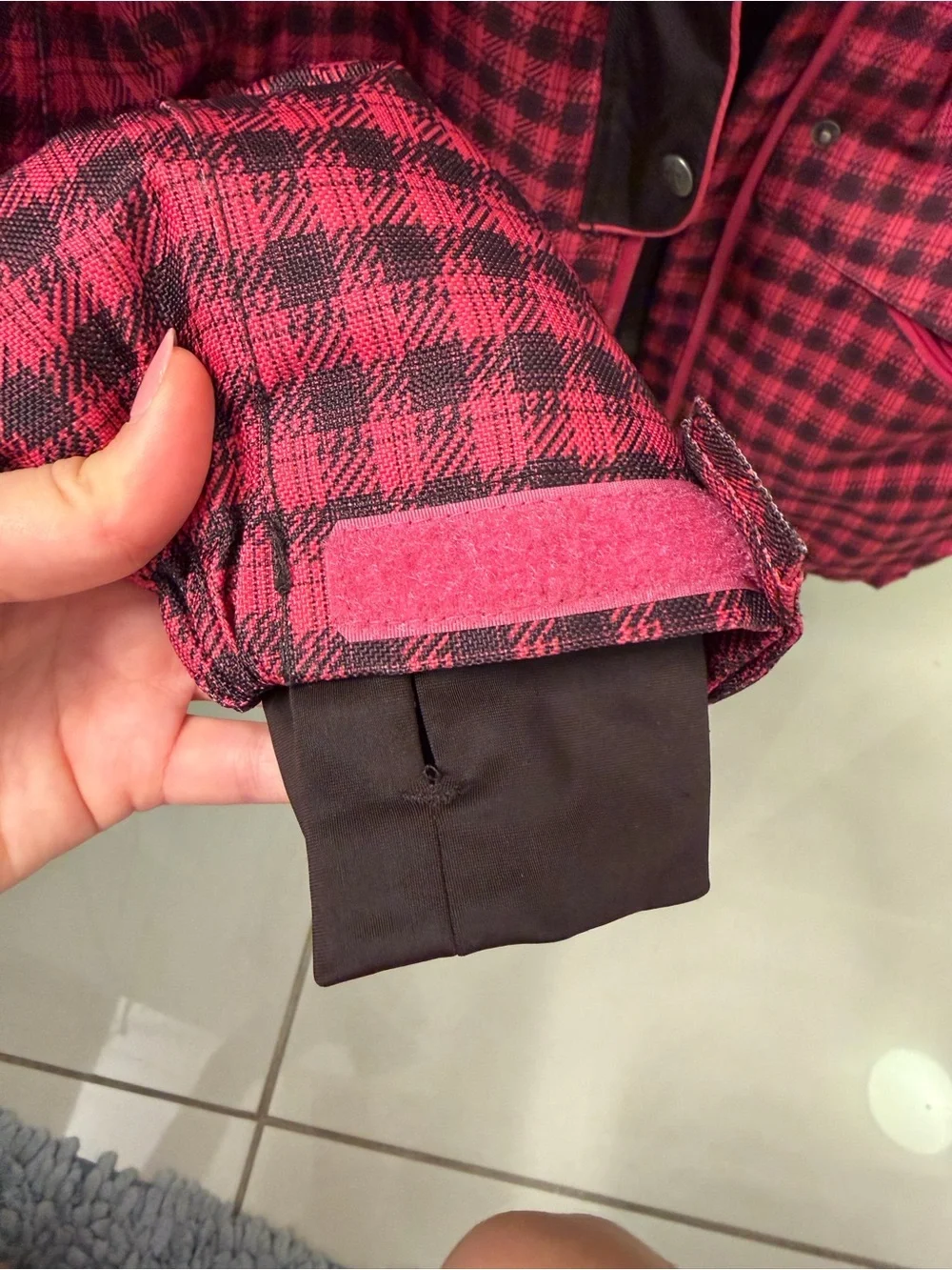 Airwalk Kids Pink and Black Plaid Hooded Puffer Jacket